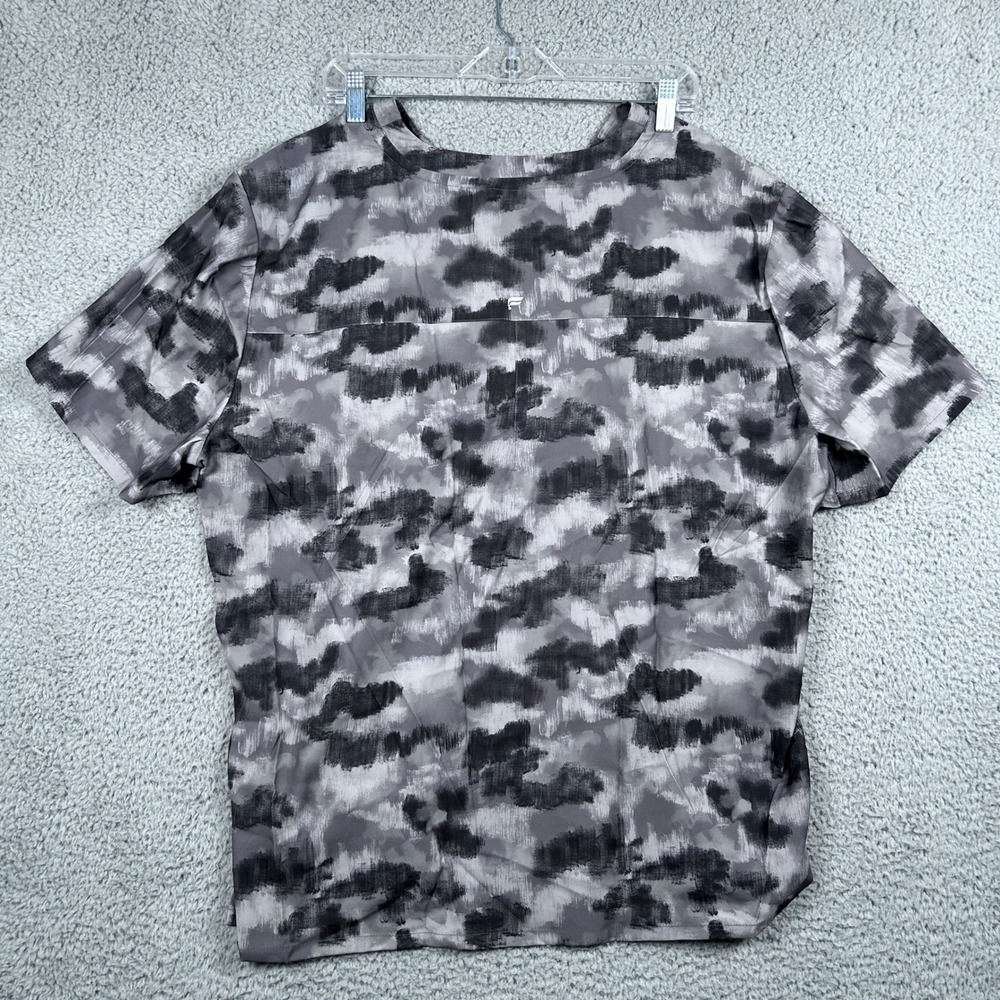 Fabletics Abstract Camo Shirt Mens XXL Grey V-Neck Performance Scrub Top 01847 - Picture 6 of 8